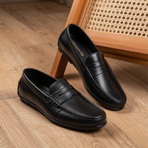 Genuine Leather Loafer For Men ! Black Shattle ! – L113
